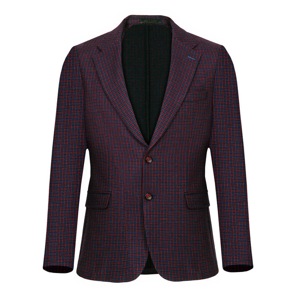 BLOOD MOON - Luxury Men's Blue Small Checks Blazer