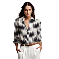 Women's Black and White Patterned Shirt