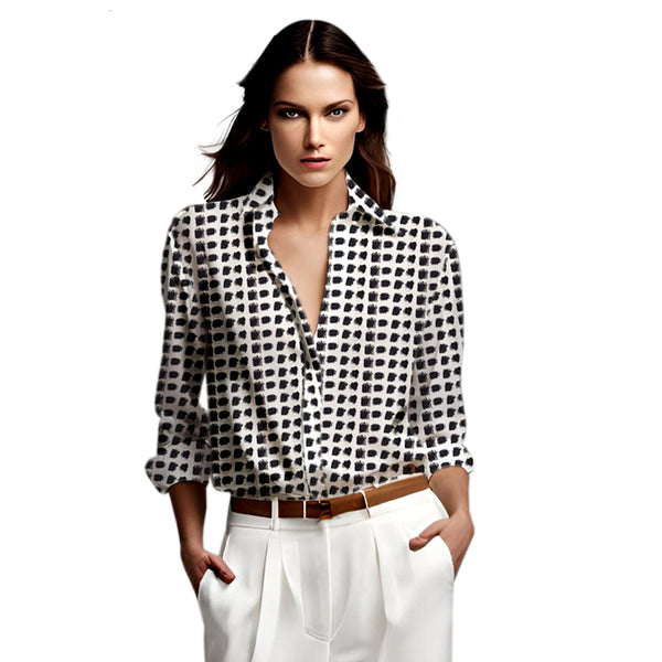 Women's Black and White Patterned Shirt