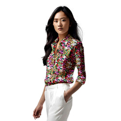 Women's Floral Print Button-Up Shirt