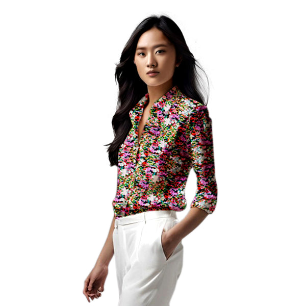 Women's Floral Print Button-Up Shirt