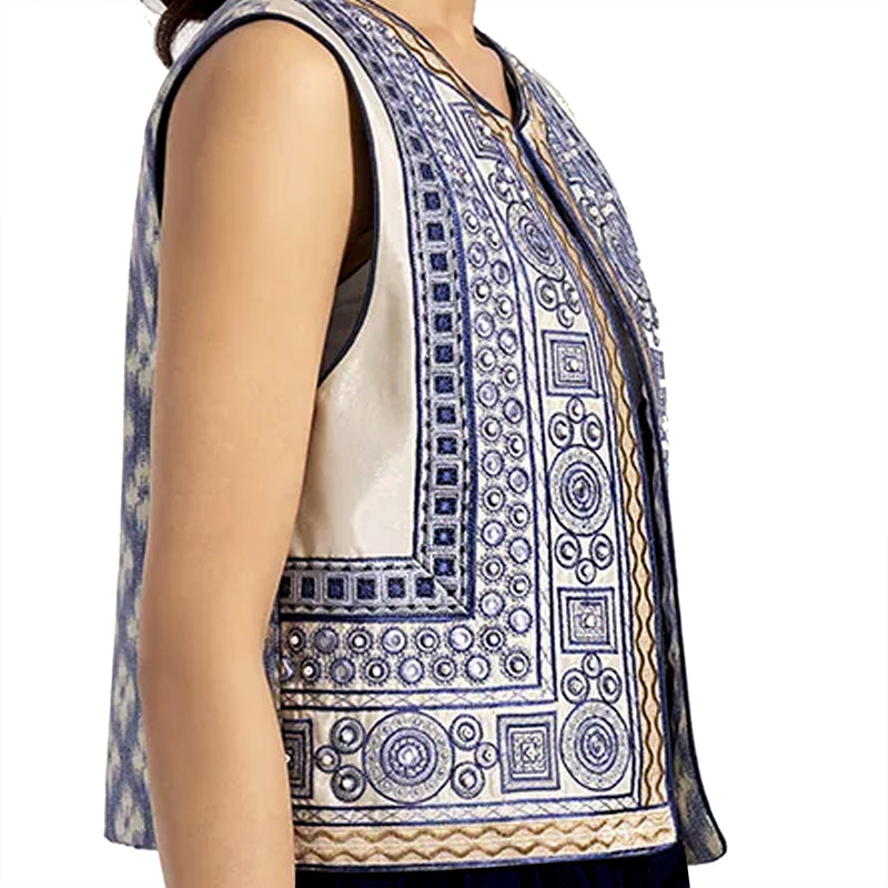 Women's Blue Embroidery Top