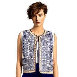 Women's Blue Embroidery Top