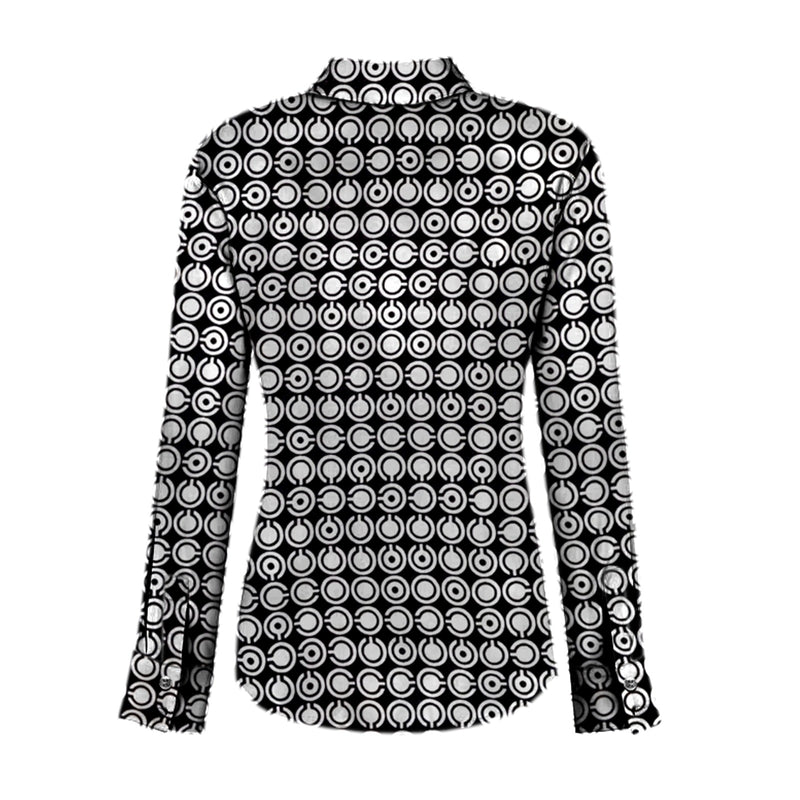 Women's Black and White Geometric Print Shirt