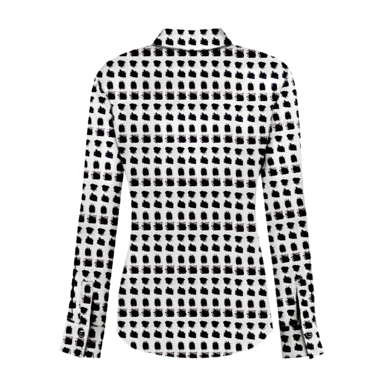 Women's Black and White Patterned Shirt